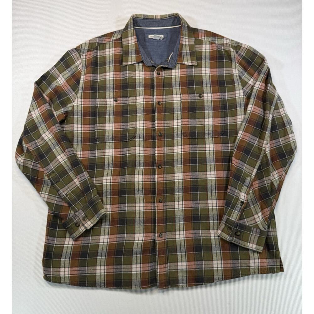 Carbon2Cobalt Plaid Button Up Shirt XL Denim Contrast Collar Cotton